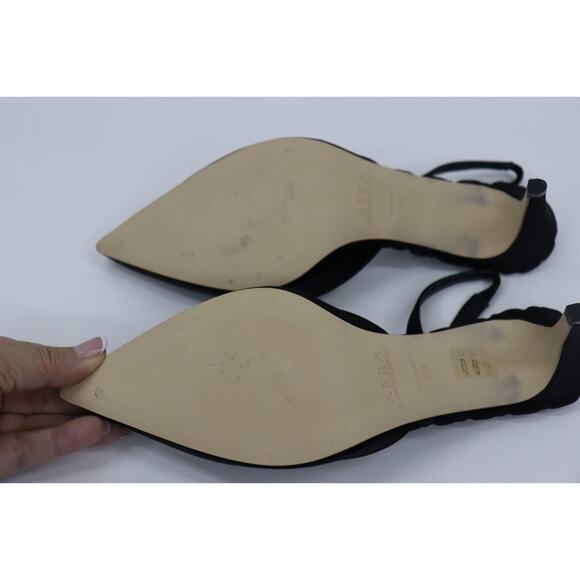 Aera Gabriella Slingback Pumps Women US 8 EU 38 Black Vegan Point Toe Heel $575 - Picture 9 of 10